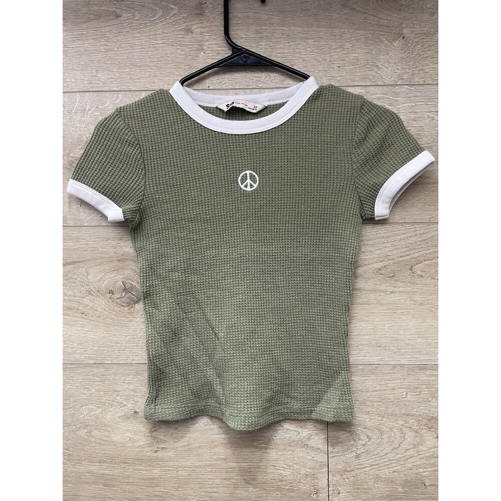 SO Green Peace Sign Thermal Shirt - Size XS